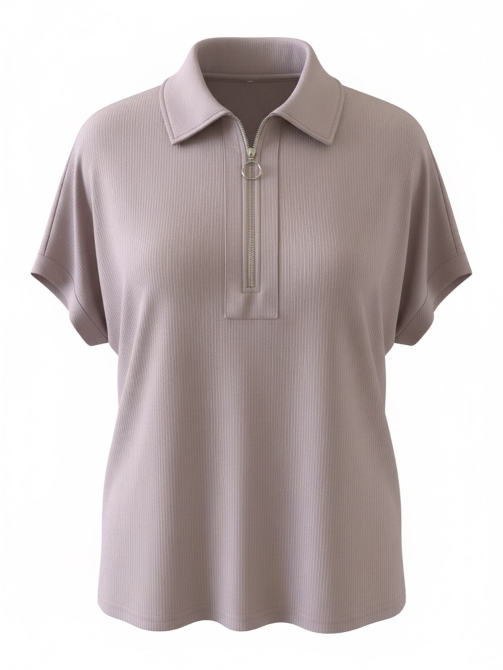 Women's Short Sleeve Zip Polo Top in Mauve
